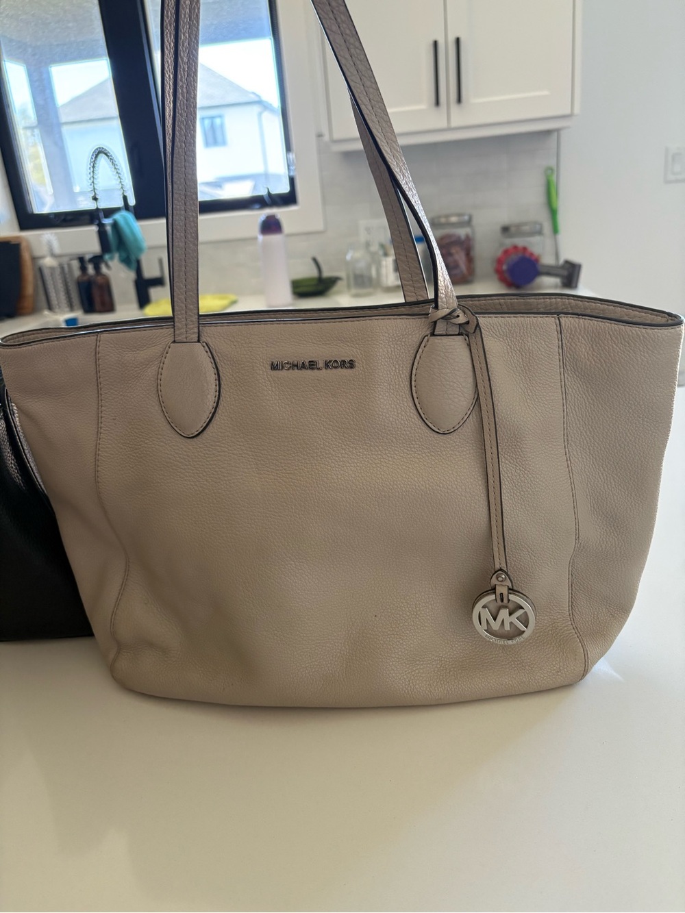 MICHAEL KORS Grey Leather Tote Bag